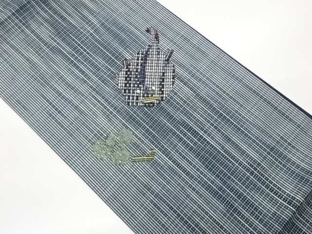 JAPANESE FUKURO OBI / KINSAI / KIN-TOSHI / PATCHWORK / ABSTRACT FISH